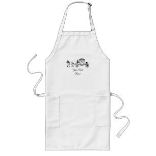 Elegantes Pferd Gezeichnet Wedding Wagon Monogramm Lange Schürze