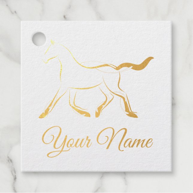 Elegantes Pferd in schwarzer Farbe Geschenkanhänger (Vorderseite)