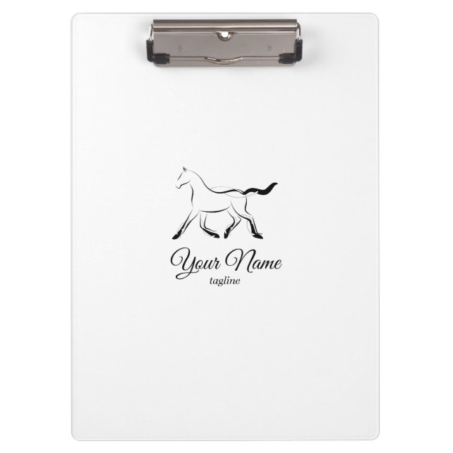 Elegantes Pferd in schwarzer Farbe Klemmbrett (Vorderseite)