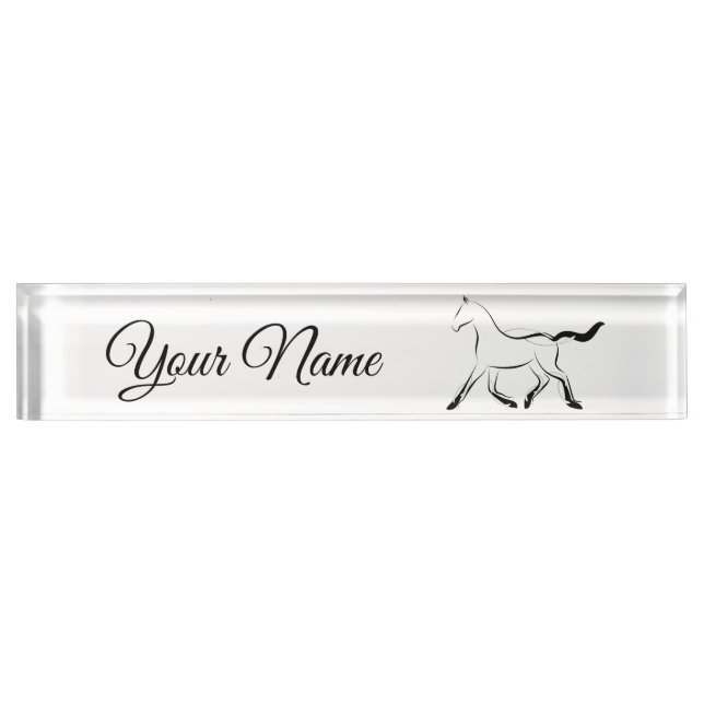 Elegantes Pferd in schwarzer Farbe Namensplakette (Vorderseite)