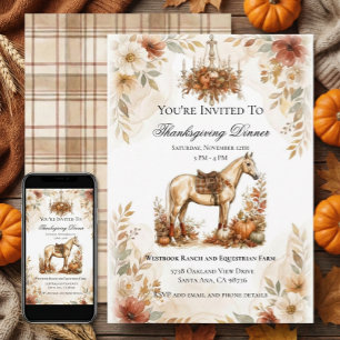 Elegantes Pferd Reitsport Thanksgiving Einladung