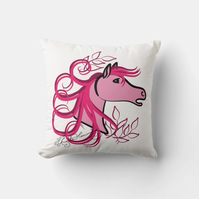 Elegantes Pferdekopf-Rosen-Rosa Kissen (Vorderseite)