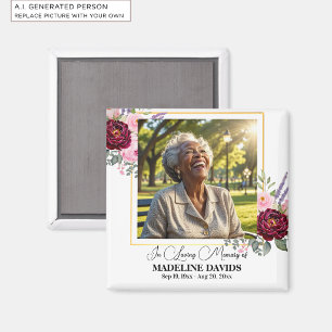Elegantes Pfingstrosen-Foto-Andenken Magnet