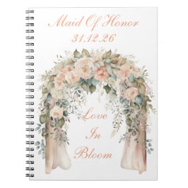 Elegantes Pfirsich-Blumen-Hochzeits-Spiralnotizbuc Notizblock