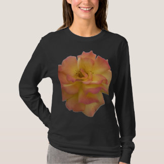 Elegantes Pfirsich- und Gelbe Rosen-Damen-Langarms T-Shirt