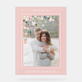 Elegantes pfirsichfarbenes Foto Hochzeit der Blume Acrylschild