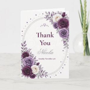 Elegantes Pflaumen-Amethyst Sweet 16 Dankeskarte