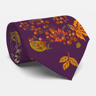 Elegantes Pflaumen-Herbst-Blumen-Botanik-Muster Krawatte
