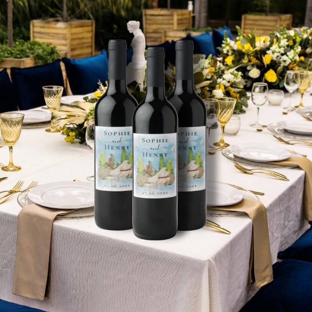 Elegantes Piano | Geige Blume taucht Hochzeit Luxu Weinetikett (Von Creator hochgeladen)