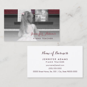 Elegantes Piano Teacher Girl Student Rosa Kleid Visitenkarte