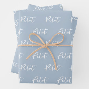 Elegantes Pilot Pinselschrift Typografie Geschenkpapier Set