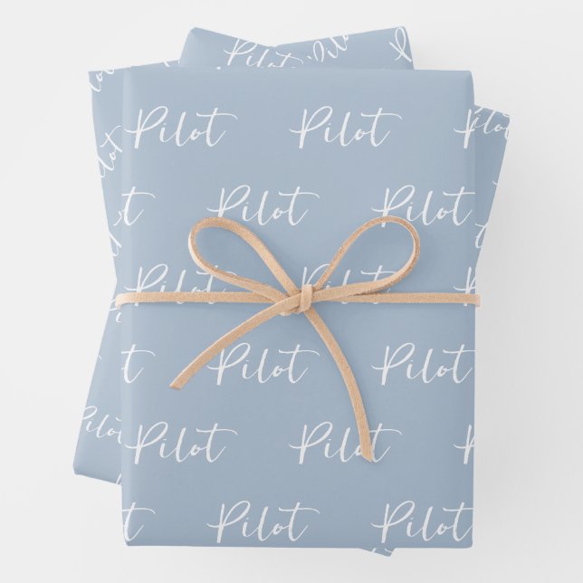 Elegantes Pilot Pinselschrift Typografie Geschenkpapier Set (Beispiel)