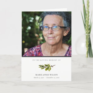 Elegantes Pine Branch Fauna Foto Beileid Memorial Dankeskarte