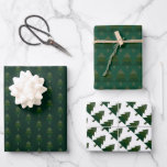 Elegantes Pine Green Christmas Tree Muster Geschenkpapier Set<br><div class="desc">Digital Art Winter Pattern</div>