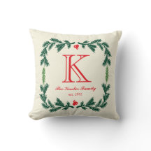 Elegantes Pine Monogram Holiday Throw Kissen