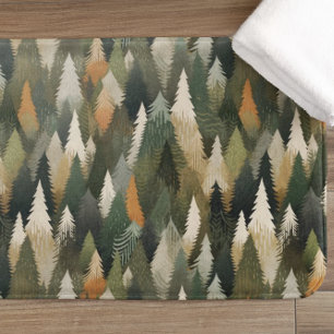 Elegantes Pine Tree Muster Rustikaler Wald Badematte