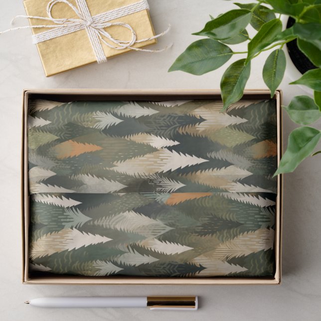 Elegantes Pine Tree Muster | Rustikaler Wald Seidenpapier (Geschenk)