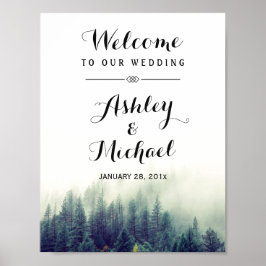 Elegantes Pine Trees Forest Winter Wedding Sign Poster