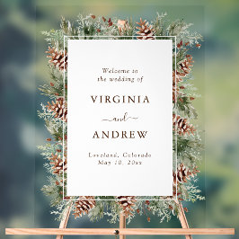 Elegantes Pine Willkommens Akryllisches Zeichen Acrylschild