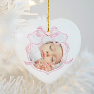 Elegantes Pink Baby Girl Foto Keramik Ornament