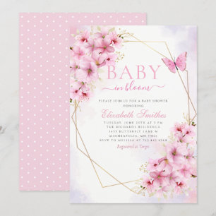Elegantes Pink Baby in Bloom Script Girl Baby Show Einladung