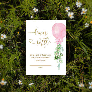 Elegantes Pink Balloon Diaper Raffle Ticket Begleitkarte