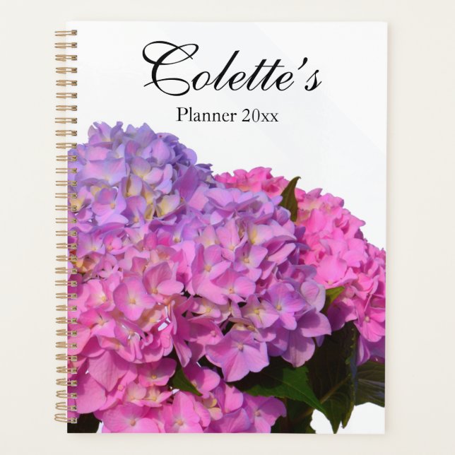Elegantes Pink Blue Hydrangeas pink lila für sie Planer (Vorderseite)