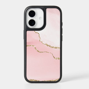 Elegantes Pink Blush Achat mit goldenem Band