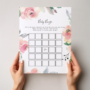 Elegantes Pink Blush Floral Baby Bingo Duschspiel