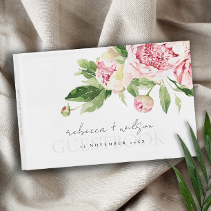 ELEGANTES PINK BLUSH PEONY FLORAL WATERCOLOR WEDD GÄSTEBUCH