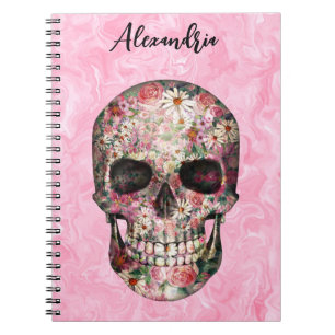 Elegantes Pink Boho Blues Skull-Notebook Notizblock