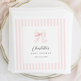 Elegantes Pink Bow Baby Shower Paper Napkin Serviette