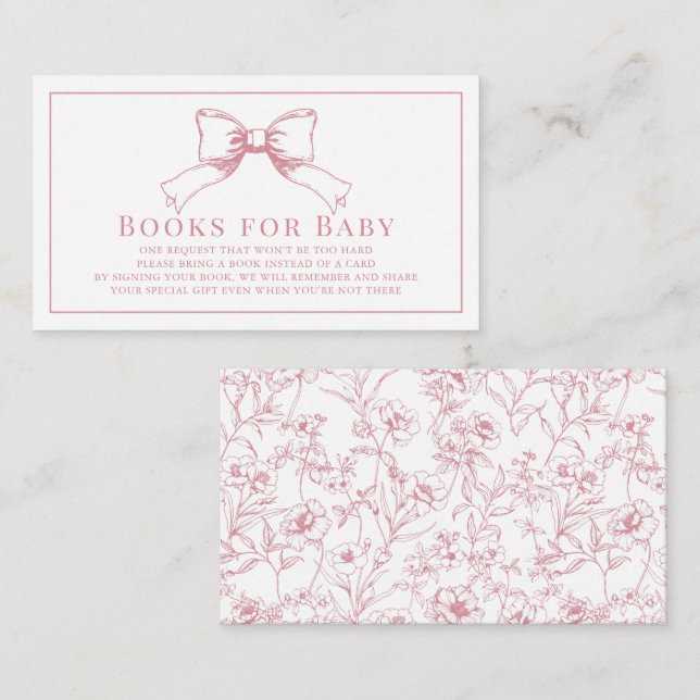 Elegantes Pink Bow Girl Baby Shower Buy Request Begleitkarte (Vorne/Hinten)