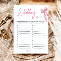 Elegantes Pink Bow Wedding A-Z Brautparty Game