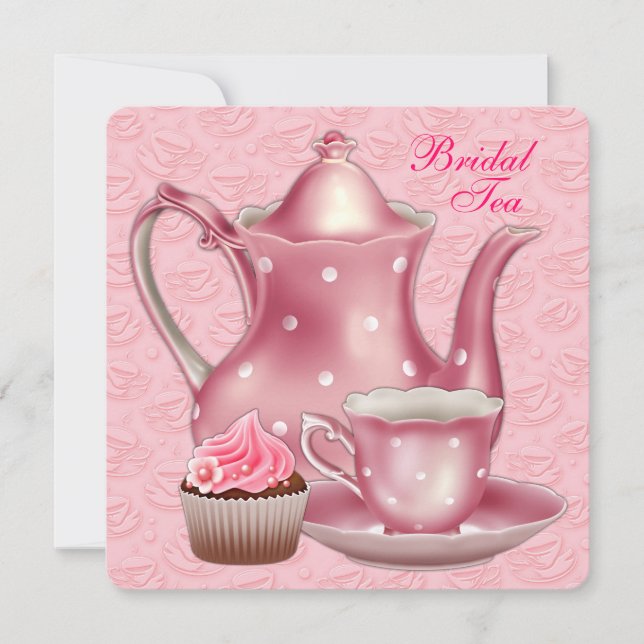 Elegantes Pink Bridal Tea Party Einladung (Vorderseite)