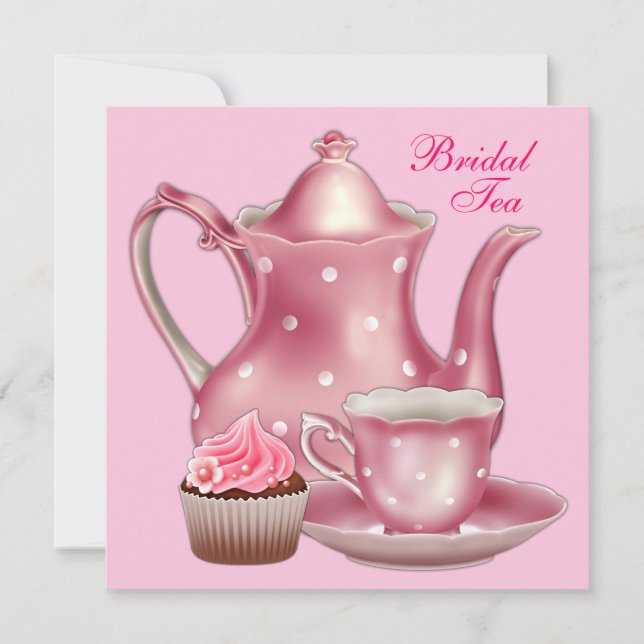 Elegantes Pink Bridal Tea Party Einladung (Vorderseite)