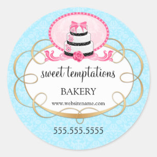 Elegantes Pink Cake Bakery Packaging Runder Aufkleber