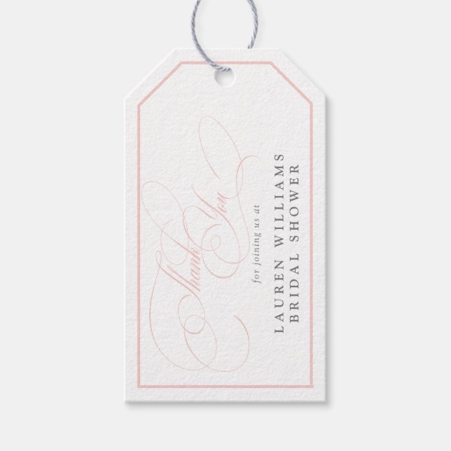Elegantes Pink Calligraphy Brautparty Vielen Dank Geschenkanhänger (Vorderseite)
