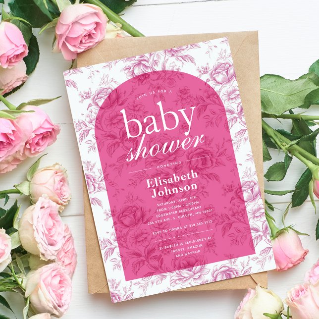 Elegantes Pink Chinoiserie Baby Shower Einladung (Von Creator hochgeladen)