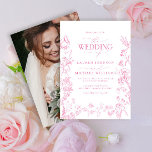 Elegantes Pink Chinoiserie Foto Hochzeit Einladung<br><div class="desc">Feiern Sie Ihre Liebe mit einer Hochzeitseinladung, die so einzigartig ist wie Ihre gemeinsame Reise. Dieses atemberaubend rosa, in Chinoiserie inspiriert Design ist mit feinen botanischen Illustrationen und Viktorianischer Eleganz geschmückt und setzt den Ton für ein zeitloses und anspruchsvolles Event. Ideal für Gartenhochzeiten, Feste auf dem Land oder intime Ansammlungen,...</div>