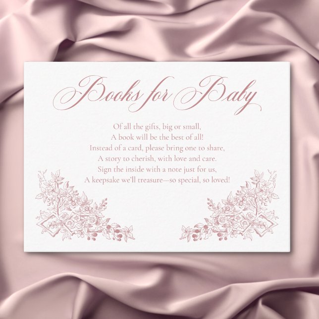 Elegantes Pink Chinoiserie Nature Birds Books Baby Begleitkarte (Elegant Pink Chinoiserie Nature Birds Books Baby Enclosure Card)