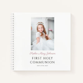 Elegantes Pink Girl First Communion Gästebuch Notizbuch