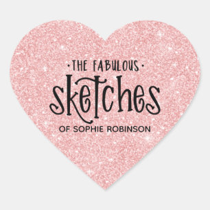 Elegantes Pink Girlly Glitter Künstler Unternehmen Herz-Aufkleber