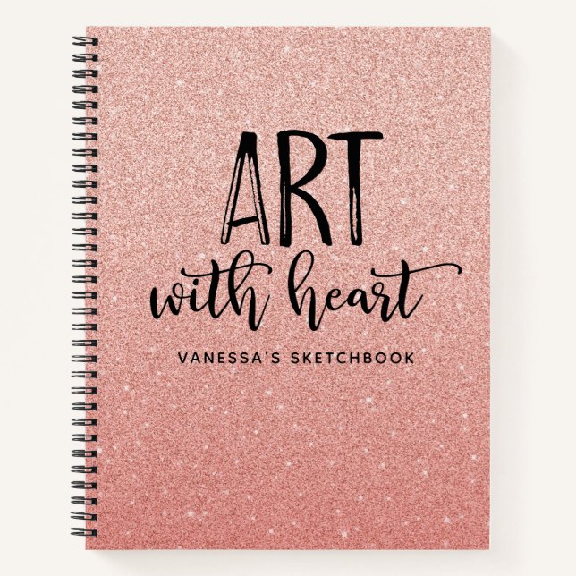 Elegantes Pink Glitzer Artist Sketchbook Notebook Notizbuch (Vorderseite)