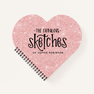 Elegantes Pink Glitzer Artist Sketchbook Notizbuch