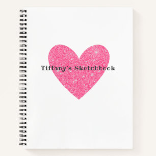Elegantes Pink Glitzer Heart Artist Sketchbook Notizbuch