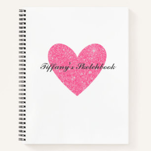 Elegantes Pink Glitzer Heart Artist Sketchbook Notizbuch