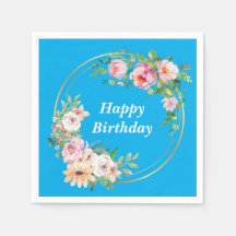 Elegantes Pink & Gold Blume Wreath Paper Napkin bl