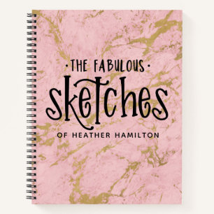 Elegantes Pink Gold Marble Sketchbook Notizbuch