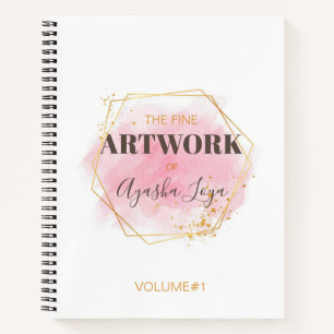 Elegantes Pink Gold Personalisiert Artist Sketchbo Notizbuch